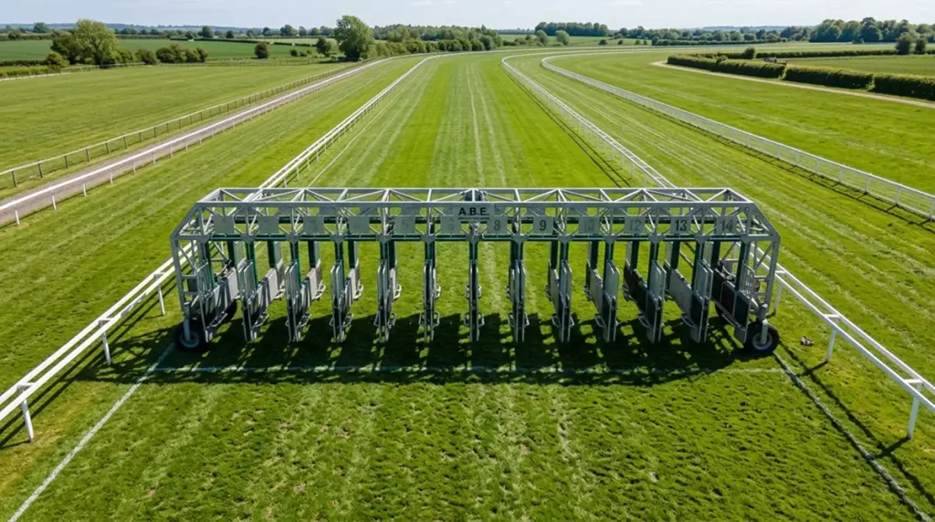 Horse racing field with the leading runner visually separated to illustrate the without favourite concept
