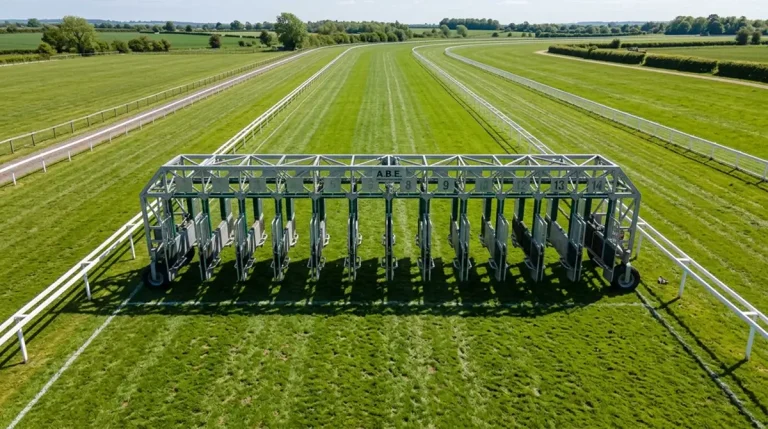 Horse racing field with the leading runner visually separated to illustrate the without favourite concept
